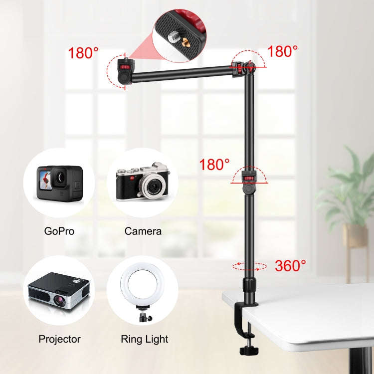 PULUZ Overhead Camera Mount C-Clamp Desk Stand Live Holder(Black)