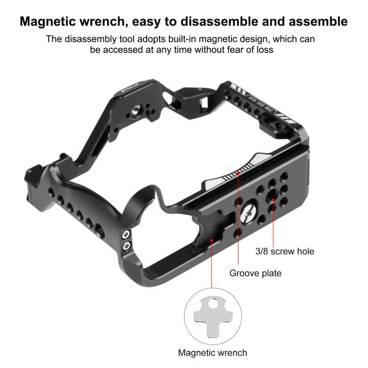 For Canon EOS R10 PULUZ Metal Camera Cage Stabilizer Rig (Black)