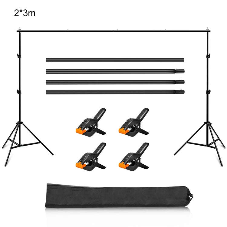 2 x 3m Photo Studio Background Support Stand Backdrop Crossbar Bracket(Black)