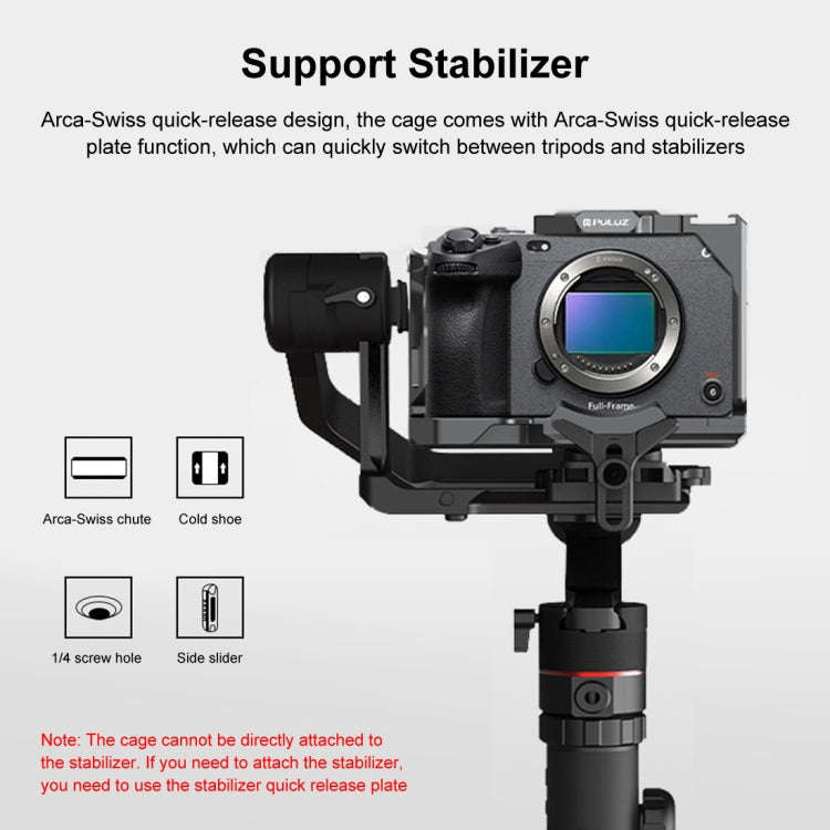 For Sony ILME-FX30 / FX3 PULUZ Metal Camera Cage Stabilizer Rig with NOTA Slider(Black)