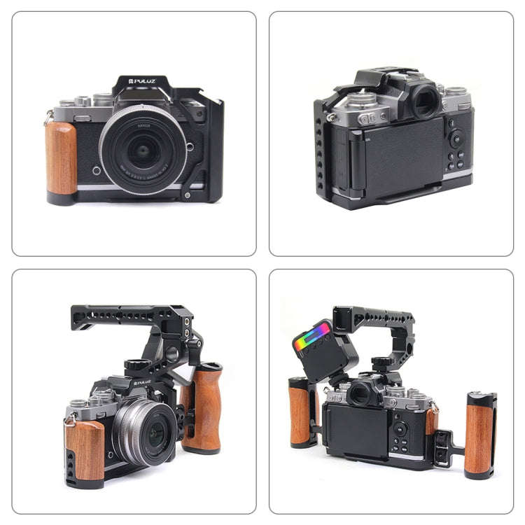 For Nikon ZFC PULUZ Wood Handle Metal Camera Cage Stabilizer Rig(Black)