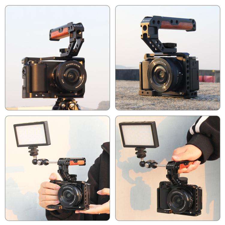 PULUZ 3/8 inch Camera Wooden Top Handle with Cold Shoe Mount(Black)