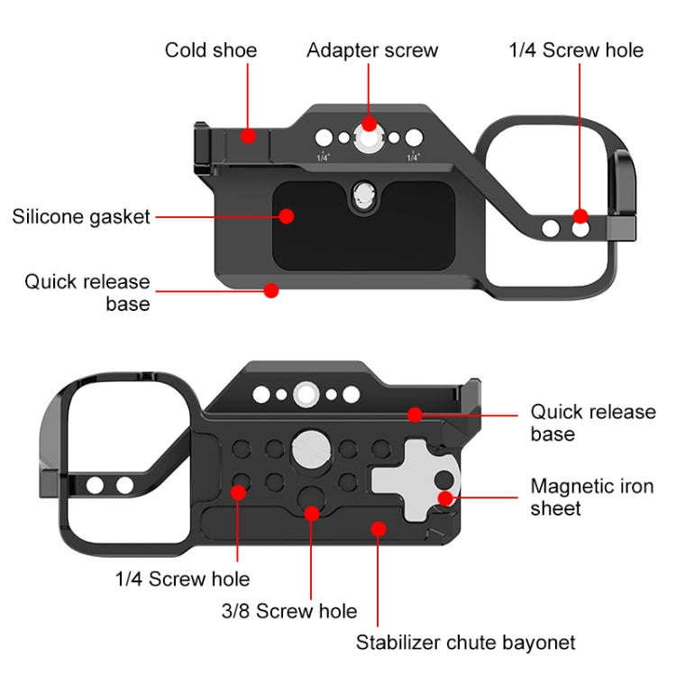 For Sony ZV-E1 PULUZ Aluminum Alloy Camera Cage Stabilizer (Black)