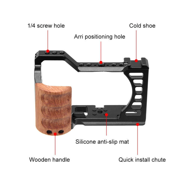 For Sony Alpha 7C / ILCE-7C / A7C PULUZ Wood Handle Metal Camera Cage Stabilizer Rig
