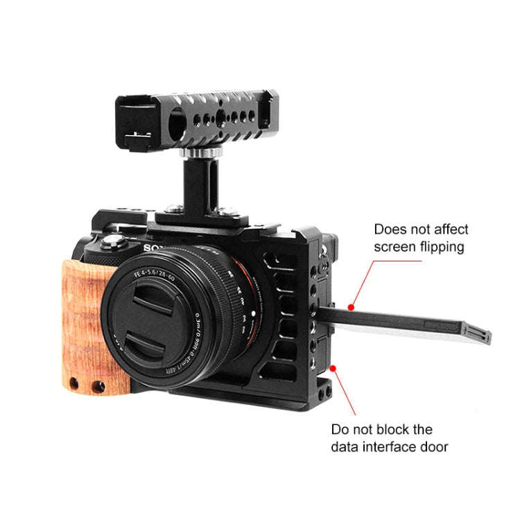 For Sony Alpha 7C / ILCE-7C / A7C PULUZ Wood Handle Metal Camera Cage Stabilizer Rig