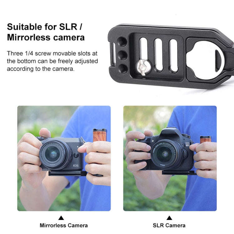 PULUZ Wooden Left Side Handle Vertical Shoot Quick Release L Plate
