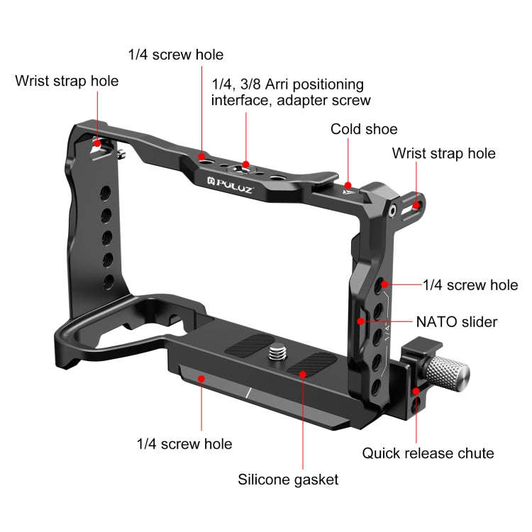 For  Sony A6700 PULUZ Metal Camera Cage Stabilizer Rig (Black)