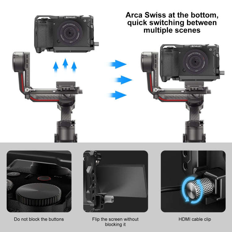 For  Sony A6700 PULUZ Metal Camera Cage Stabilizer Rig (Black)
