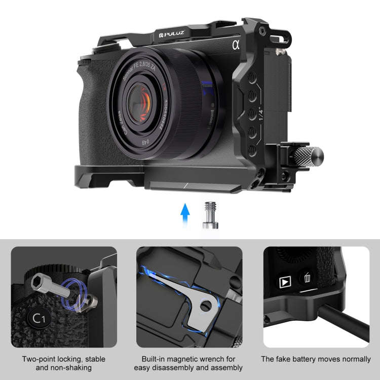 For  Sony A6700 PULUZ Metal Camera Cage Stabilizer Rig (Black)