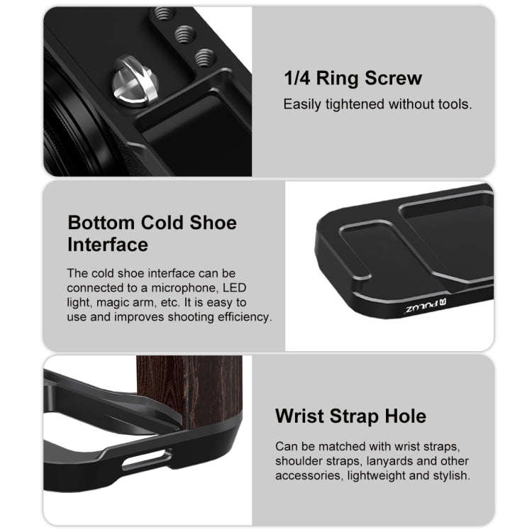 For Fujifilm X100VI PULUZ 1/4 inch Vertical Shoot Quick Release L Plate Bracket Base Holder (Black)