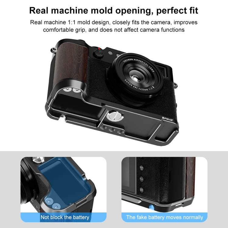 For Fujifilm X100VI PULUZ 1/4 inch Vertical Shoot Quick Release L Plate Bracket Base Holder (Black)
