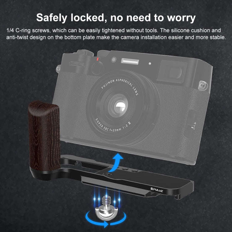 For Fujifilm X100VI PULUZ 1/4 inch Vertical Shoot Quick Release L Plate Bracket Base Holder (Black)