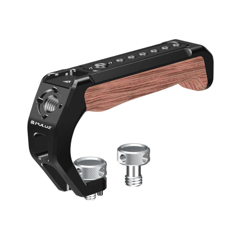 PULUZ Arri Metal Wooden Top Handle with Cold Shoe Mount for Mirrorless Camera Cage Stabilizer (Bl...