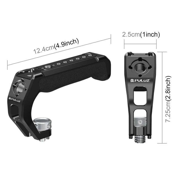 PULUZ Arri Metal Silicone Top Handle with Cold Shoe Mount for Mirrorless Camera Cage Stabilizer (...