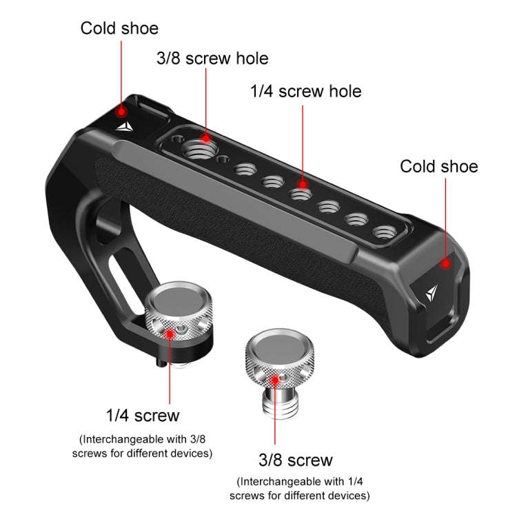 PULUZ Arri Metal Silicone Top Handle with Cold Shoe Mount for Mirrorless Camera Cage Stabilizer (...