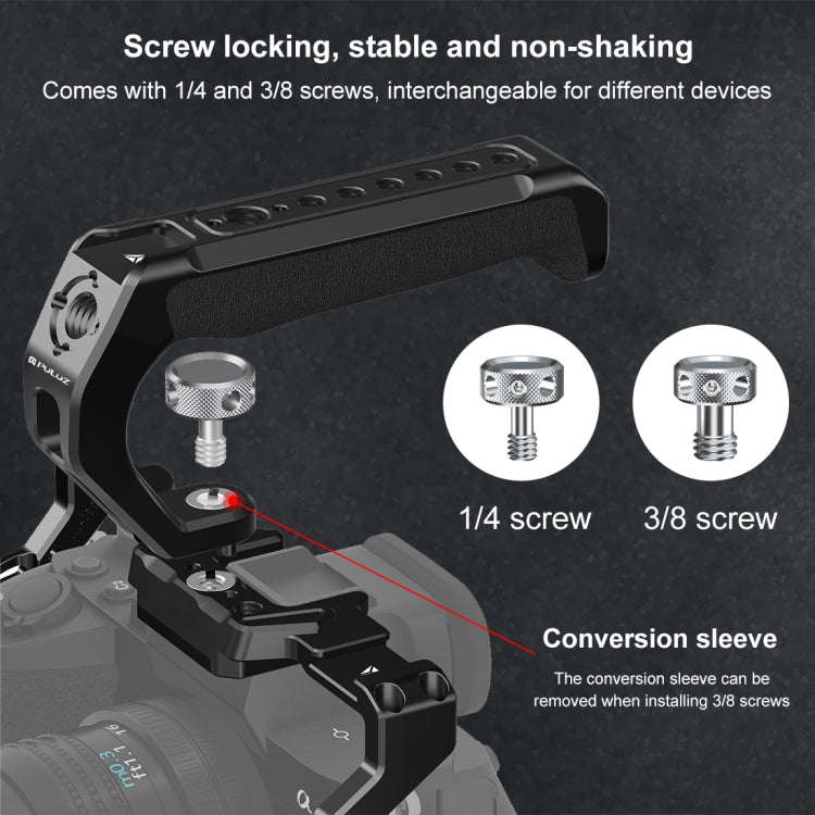 PULUZ Arri Metal Silicone Top Handle with Cold Shoe Mount for Mirrorless Camera Cage Stabilizer (...