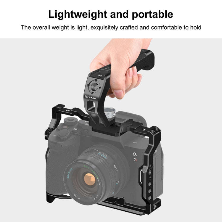 PULUZ Arri Metal Silicone Top Handle with Cold Shoe Mount for Mirrorless Camera Cage Stabilizer (...