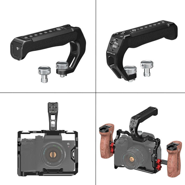 PULUZ Arri Metal Silicone Top Handle with Cold Shoe Mount for Mirrorless Camera Cage Stabilizer (...