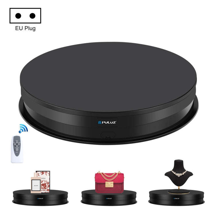 PULUZ 30cm Adjusting Speed Rotating Turntable Display Stand, Load 10-15kg, EU Plug (Black)