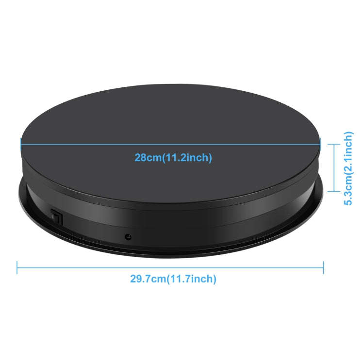 PULUZ 30cm Adjusting Speed Rotating Turntable Display Stand, Load 10-15kg, EU Plug (Black)