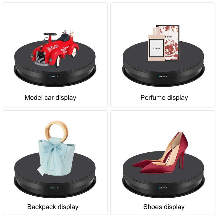 PULUZ 30cm Adjusting Speed Rotating Turntable Display Stand, Load 10-15kg, EU Plug (Black)