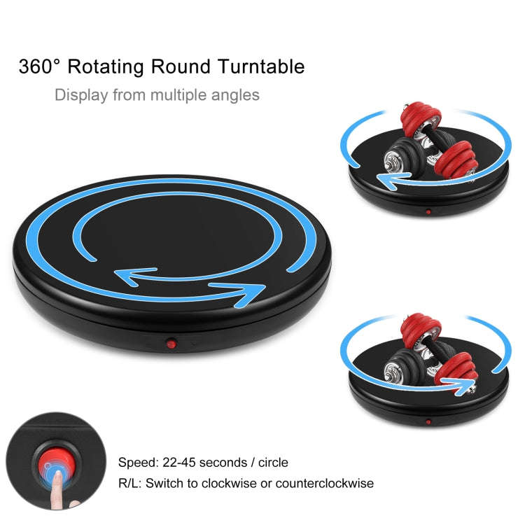 PULUZ 45cm Remote Control Adjusting Speed Rotating Turntable Display Stand, Black, Load 100kg(UK ...