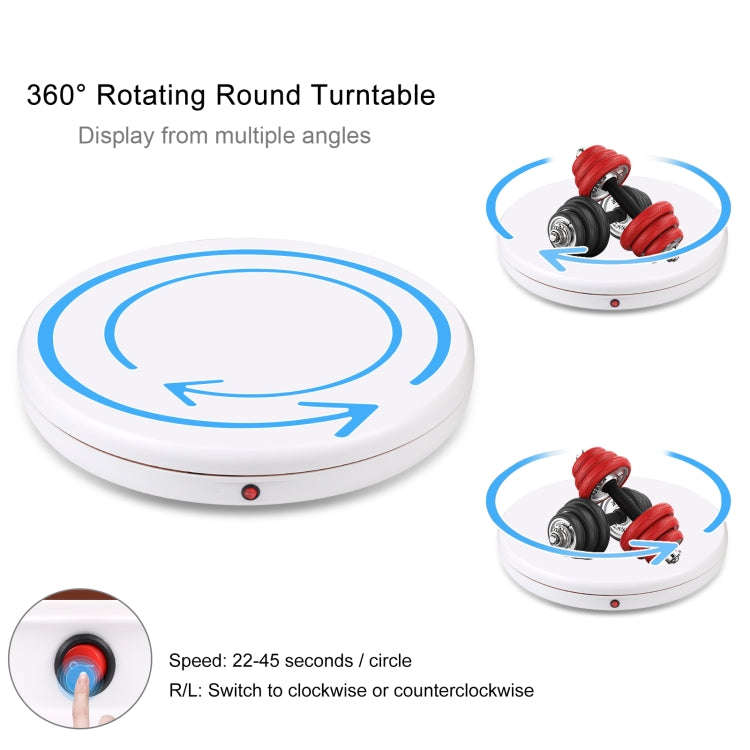 PULUZ 45cm Remote Control Adjusting Speed Rotating Turntable Display Stand, White, Load 100kg(AU ...