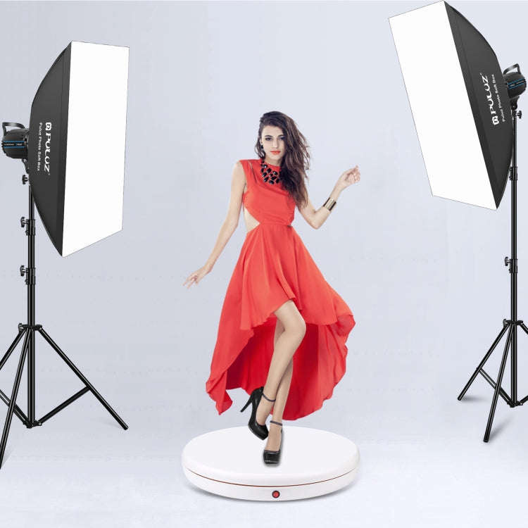 PULUZ 45cm Remote Control Adjusting Speed Rotating Turntable Display Stand, White, Load 100kg(AU ...
