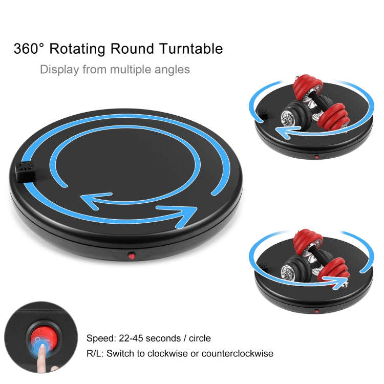 PULUZ 45cm Remote Control Adjusting Speed Rotating Turntable Display Stand with Power Socket, Bla...