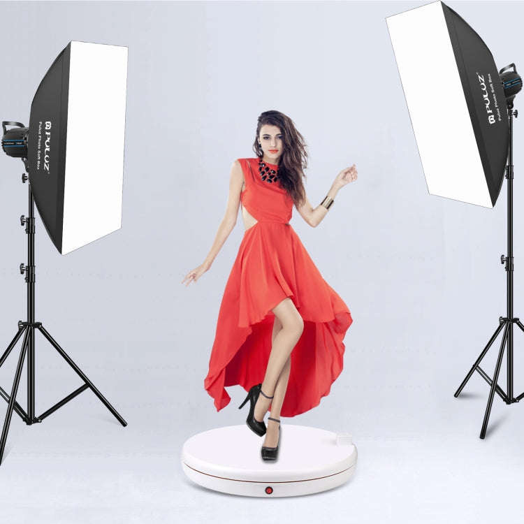PULUZ 45cm Remote Control Adjusting Speed Rotating Turntable Display Stand with Power Socket, Whi...