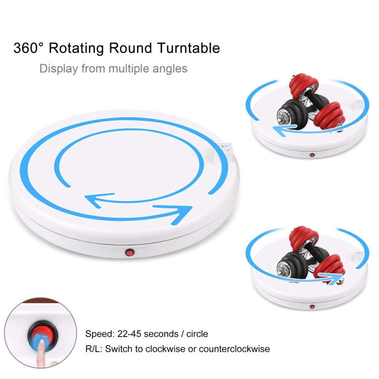 PULUZ 45cm Remote Control Adjusting Speed Rotating Turntable Display Stand with Power Socket, Whi...