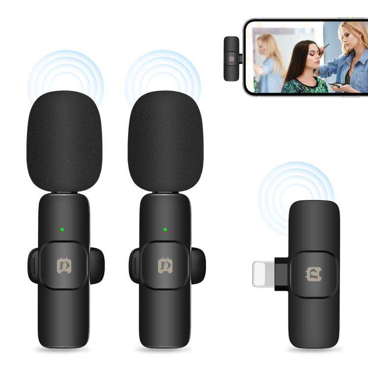 PULUZ Wireless Lavalier Noise Reduction Reverb Microphones for iPhone / iPad, 8-Pin Receiver and ...