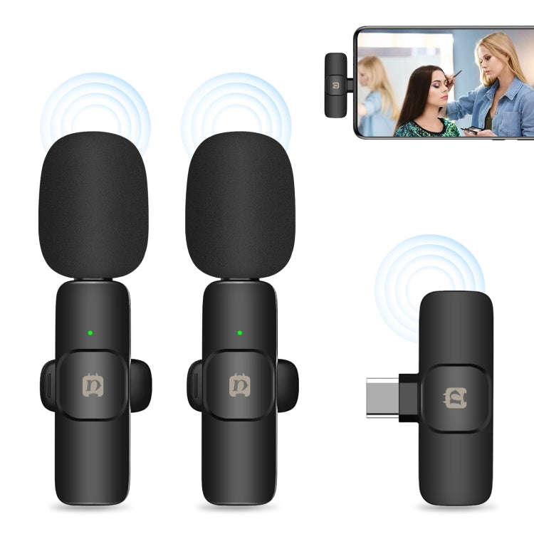 PULUZ Wireless Lavalier Noise Reduction Reverb Microphones for Type-C Phone, Type-C Receiver and ...