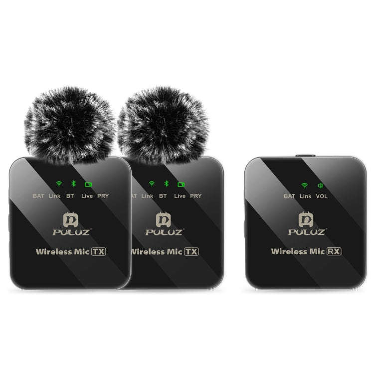 PULUZ 2 TX + 1 RX Wireless Lavalier Microphone (Black)