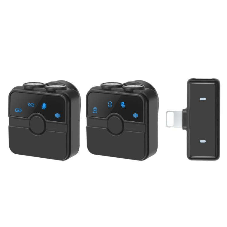 PULUZ Magnetic Lavalier Wireless Microphone with Charging Case Box, 8 Pin RX Receiver and 2 TX Mi...