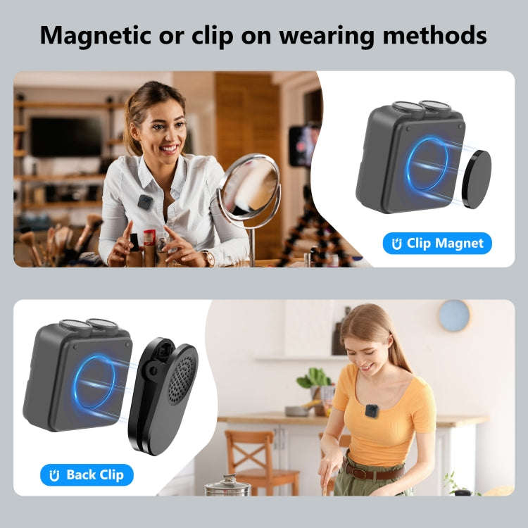 PULUZ Magnetic Lavalier Wireless Microphone with Charging Case Box, 8 Pin RX Receiver and 2 TX Mi...