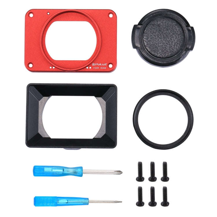 PULUZ Aluminum Alloy Front Panel + 37mm UV Filter Lens + Lens Sunshade for Sony RX0 / RX0 II, wit...