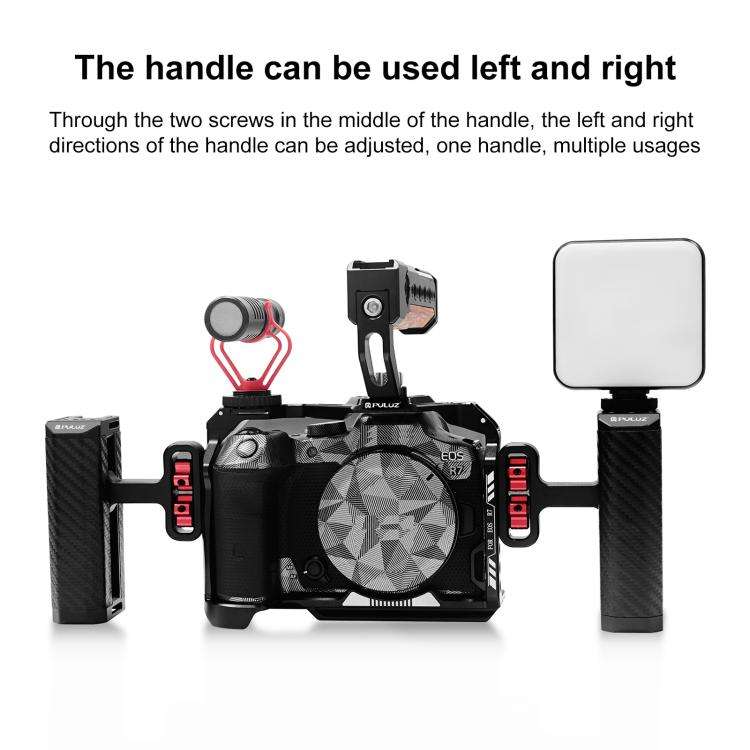 PULUZ Universal Camera Metal Side Handle with Cold Shoe Mount for Camera Cage Stabilizer (Black)