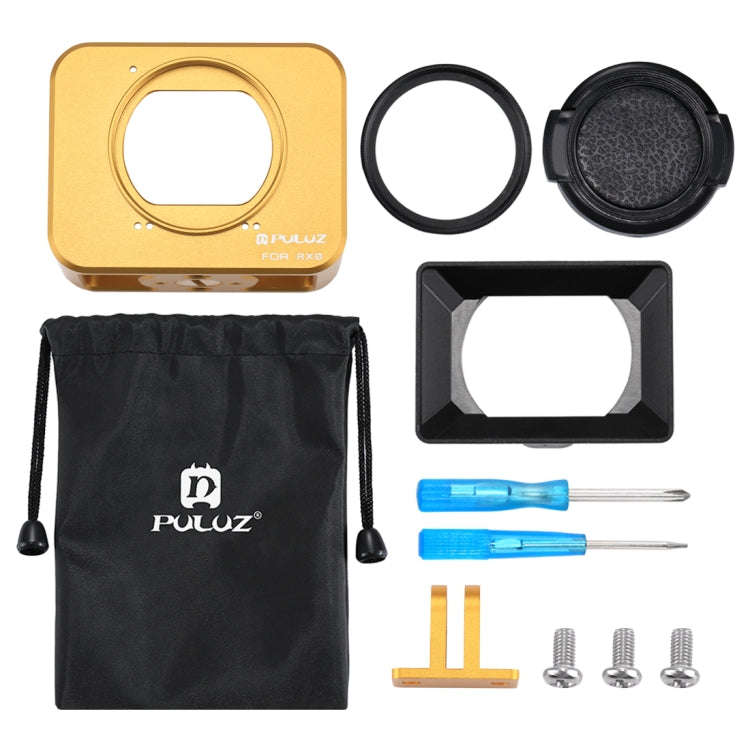 PULUZ for Sony RX0 Aluminum Alloy Protective Cage + 37mm UV Filter Lens + Lens Sunshade with Scre...
