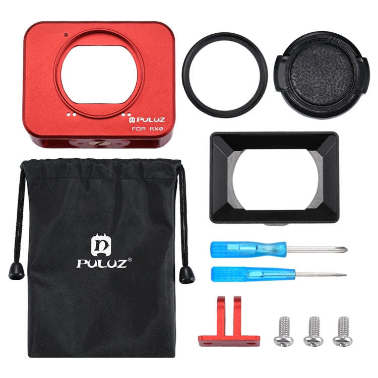 PULUZ for Sony RX0 Aluminum Alloy Protective Cage + 37mm UV Filter Lens + Lens Sunshade with Scre...