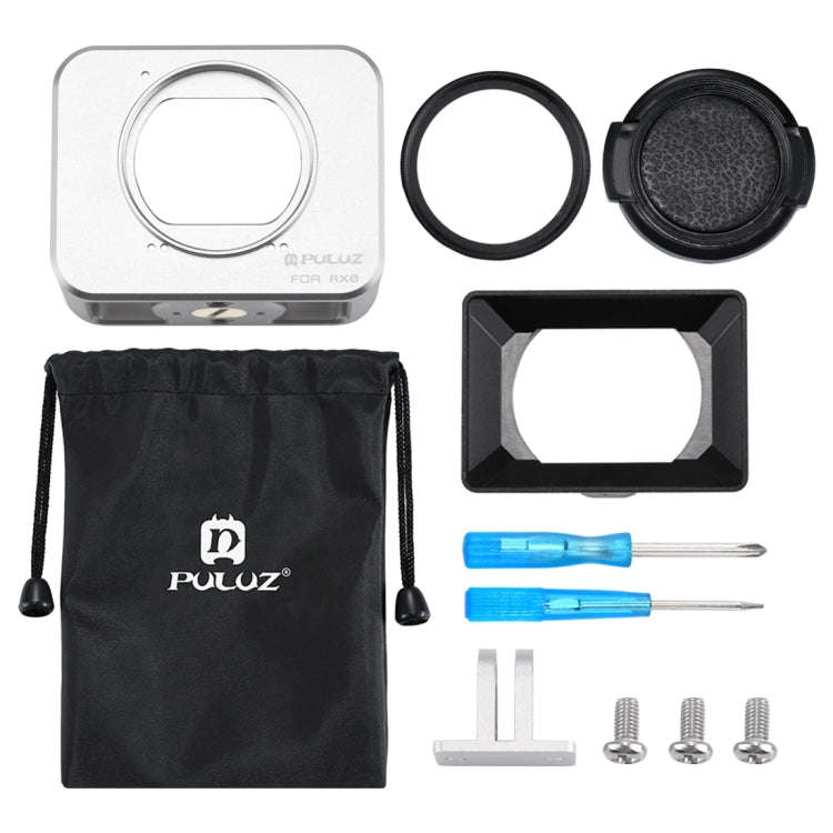 PULUZ for Sony RX0 Aluminum Alloy Protective Cage + 37mm UV Filter Lens + Lens Sunshade with Scre...