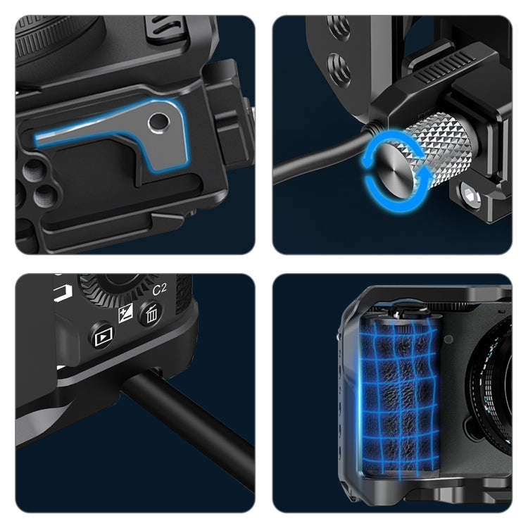 For Sony ILCE-A7CM2 / Alpha 7C II / Alpha 7CR PULUZ Metal Camera Cage Stabilizer Rig (Black)