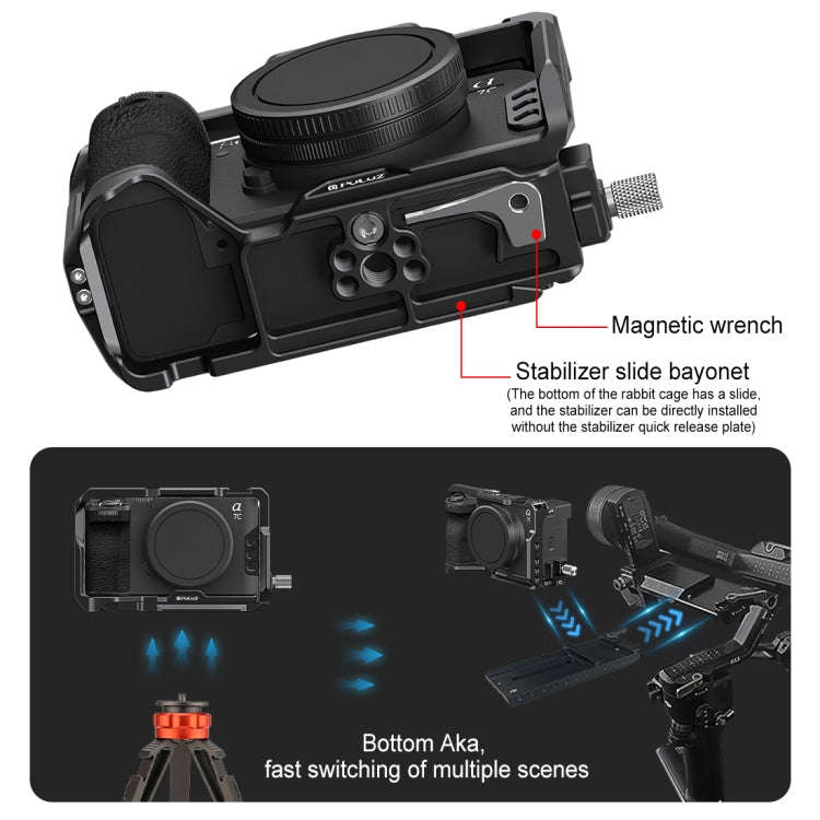 For Sony ILCE-A7CM2 / Alpha 7C II / Alpha 7CR PULUZ Metal Camera Cage Stabilizer Rig (Black)