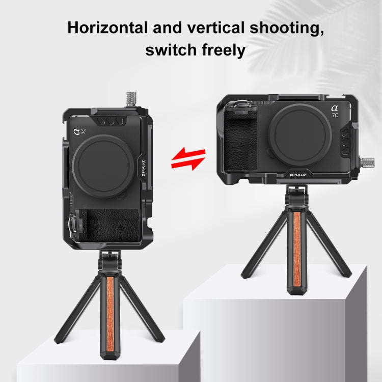 For Sony ILCE-A7CM2 / Alpha 7C II / Alpha 7CR PULUZ Metal Camera Cage Stabilizer Rig (Black)