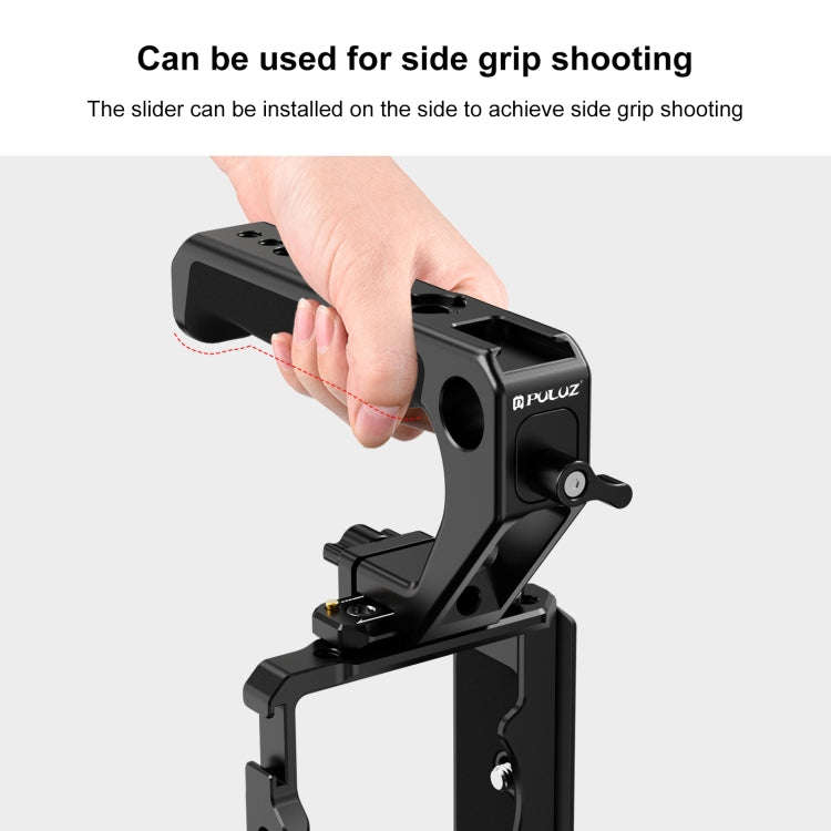 PULUZ Double-thread Metal Quick Release Top Handle with Cold Shoe for Camera Cage Stabilizer (Black)