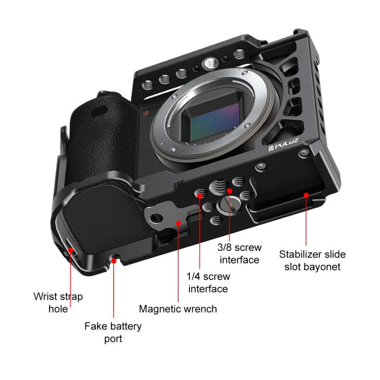 For Sony A6500 / A6400 / A6300 / A6000 PULUZ Metal Camera Cage Expansion Mount Stabilizer Rig (Bl...