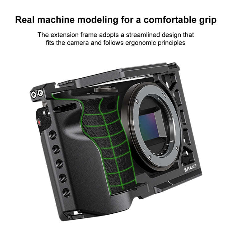 For Sony A6500 / A6400 / A6300 / A6000 PULUZ Metal Camera Cage Expansion Mount Stabilizer Rig (Bl...