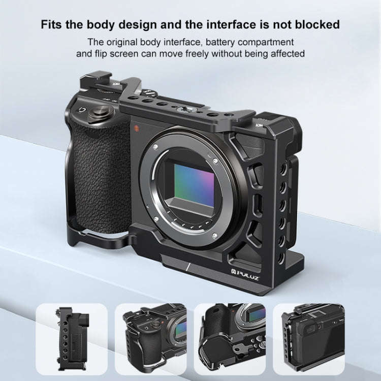 For Sony A6500 / A6400 / A6300 / A6000 PULUZ Metal Camera Cage Expansion Mount Stabilizer Rig (Bl...
