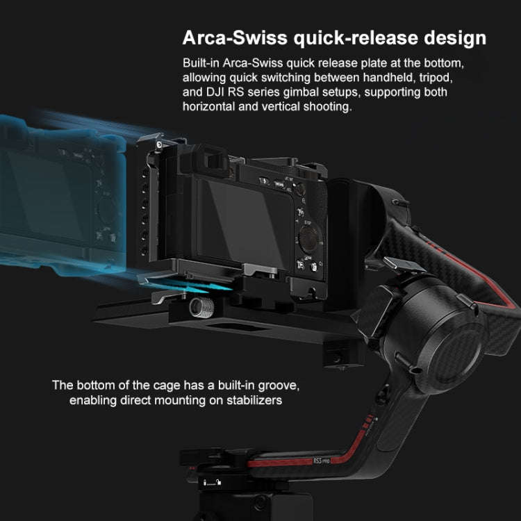 For Sony A6500 / A6400 / A6300 / A6000 PULUZ Metal Camera Cage Expansion Mount Stabilizer Rig (Bl...