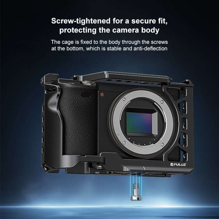 For Sony A6500 / A6400 / A6300 / A6000 PULUZ Metal Camera Cage Expansion Mount Stabilizer Rig (Bl...